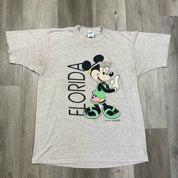 Vintage 90s Mickey Mouse Florida Beach Size Large Disney Summer Cartoon Tshirt - Picture 2 of 6